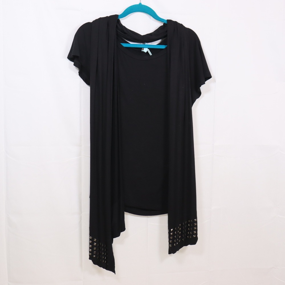 GUESS by‎ Marciano Studded Cutout Top S Black Womens Edgy Goth Rocker
